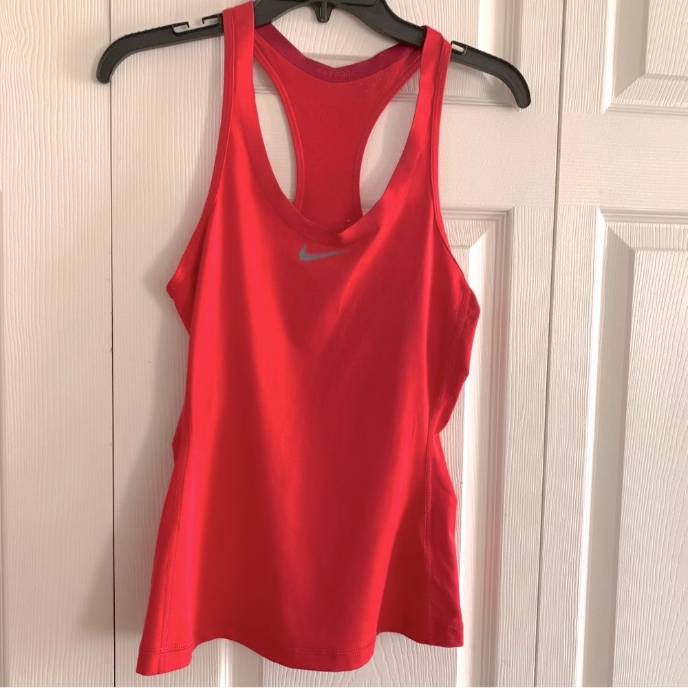 Nike Pro Dri Fit Fitted Racerback Hot Pink Coral Tank Top Small
